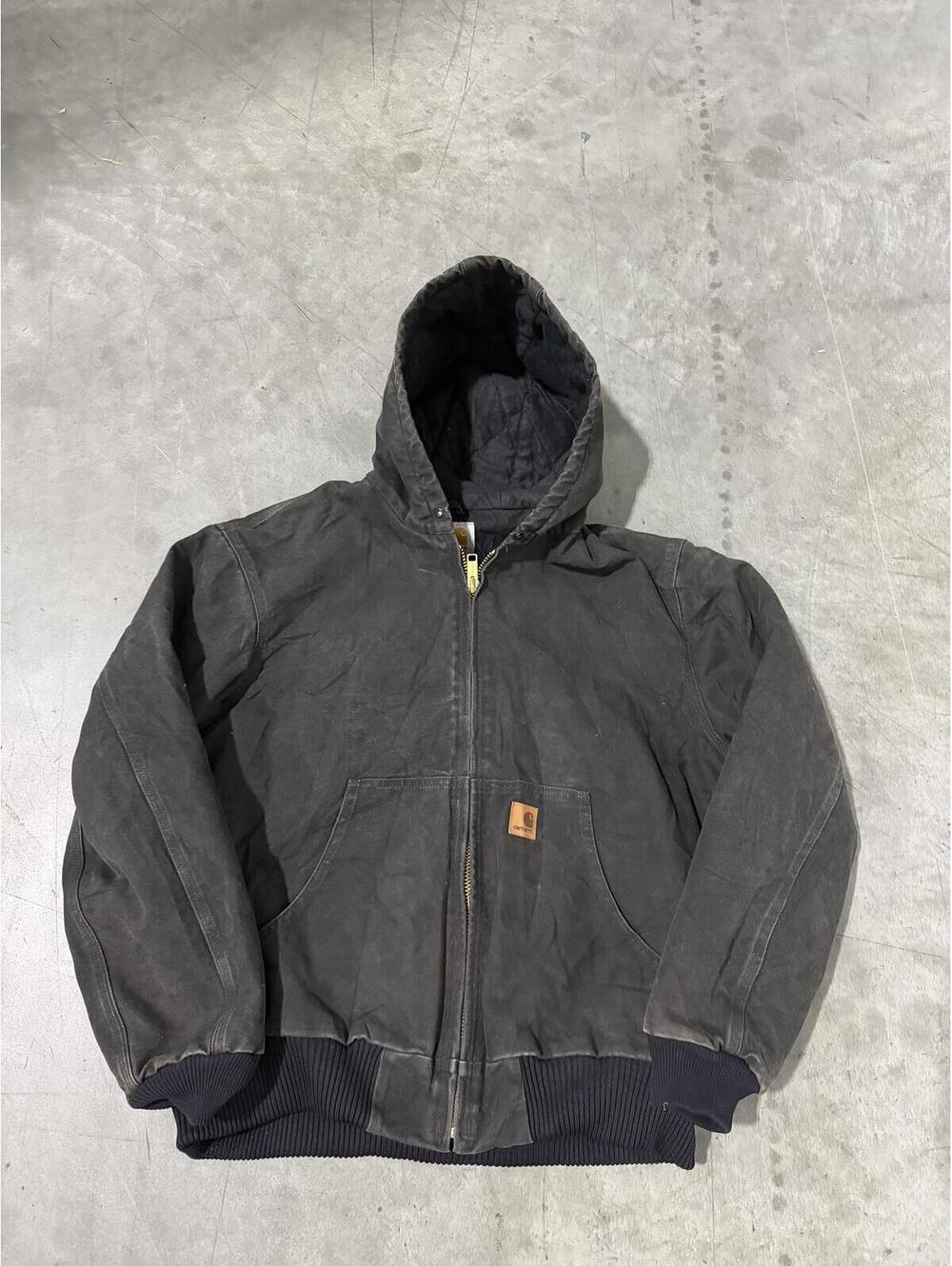 VTG Carhartt J130 BLK Size LRG Black Hooded Jacket